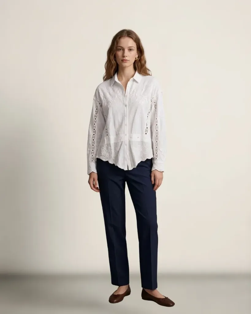 The Amalia White Embroidered Blouse