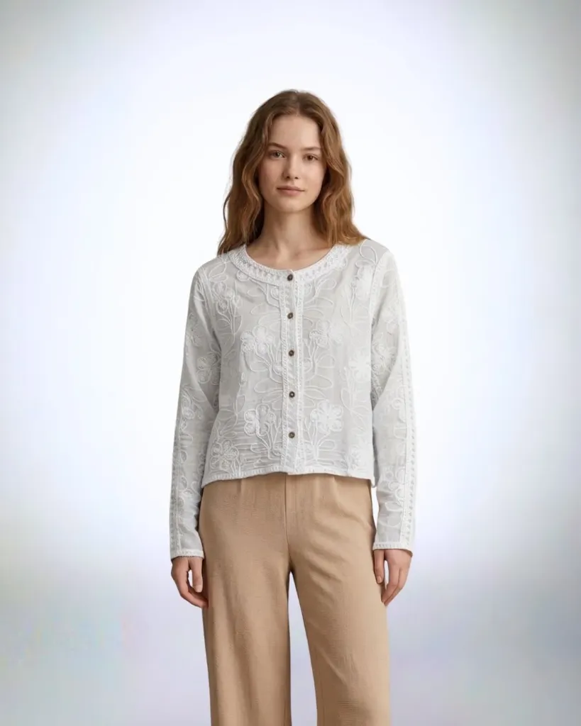 Textured Overlay Blouse