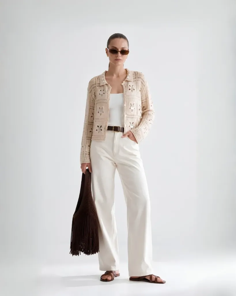 Openwork Floral Blouse