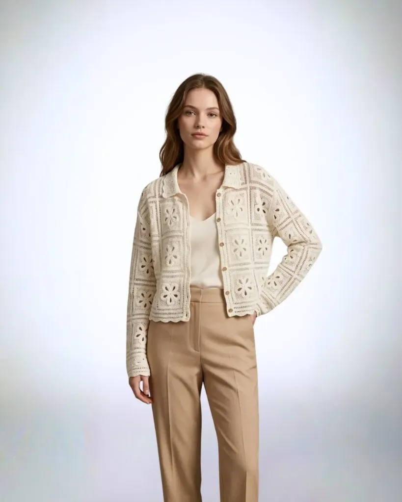 Openwork Floral Blouse