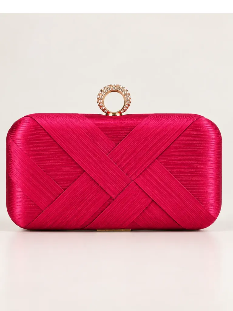 The Crystal-Ring Weave Clutch Bag