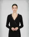 Black Floral Wrap Knit Dress       