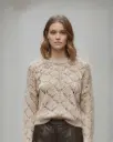 Beige Diamond Knit Blouse