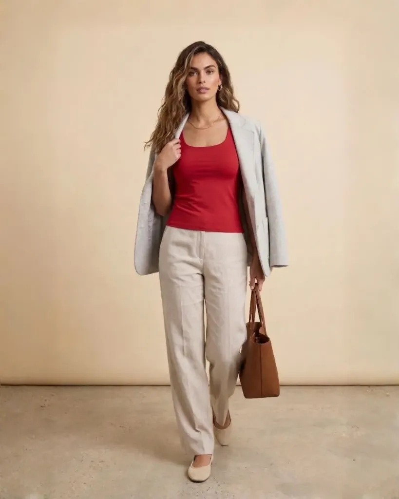 The Classic Square-Neck Top in Red (38)