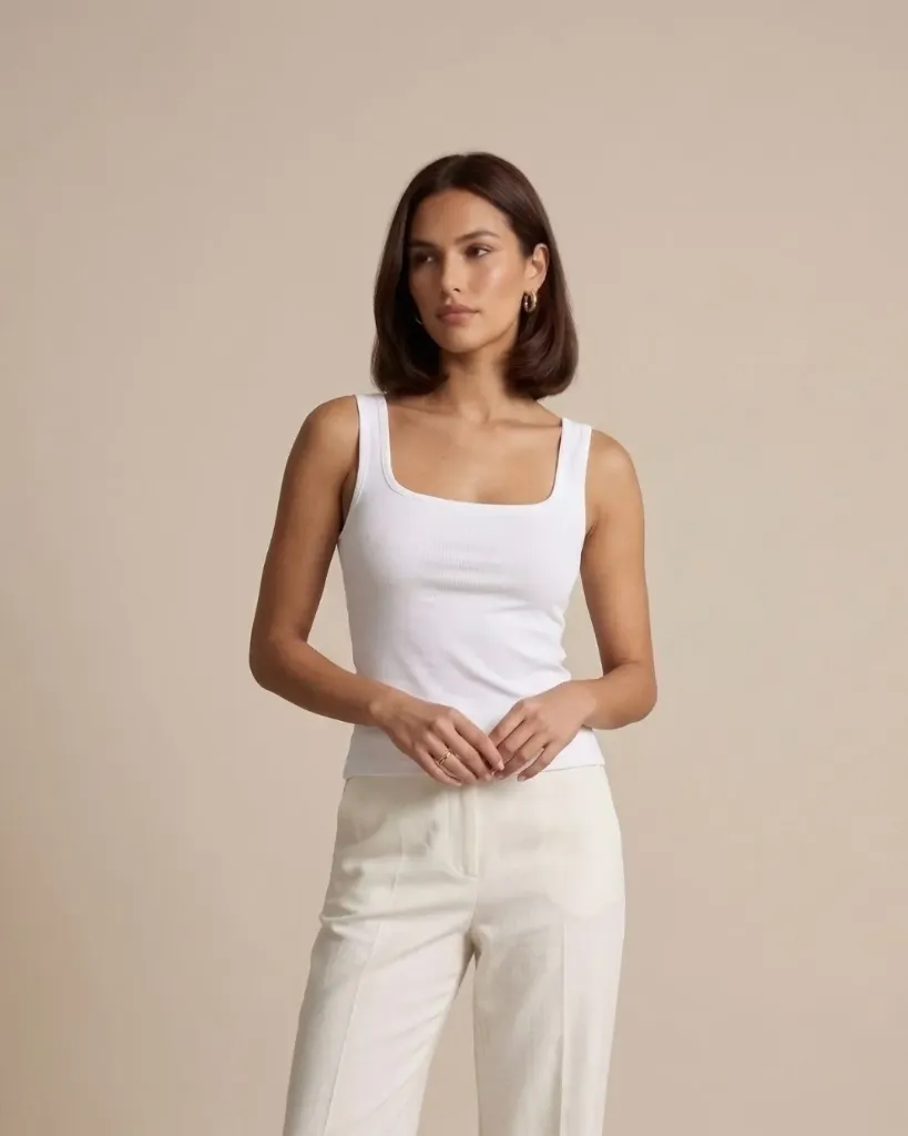 The Classic Square-Neck Top in white (38)