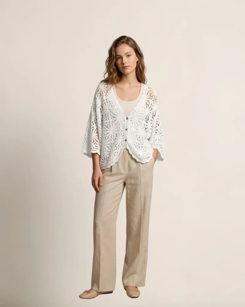 The Pure White Crochet Cardigan (M)