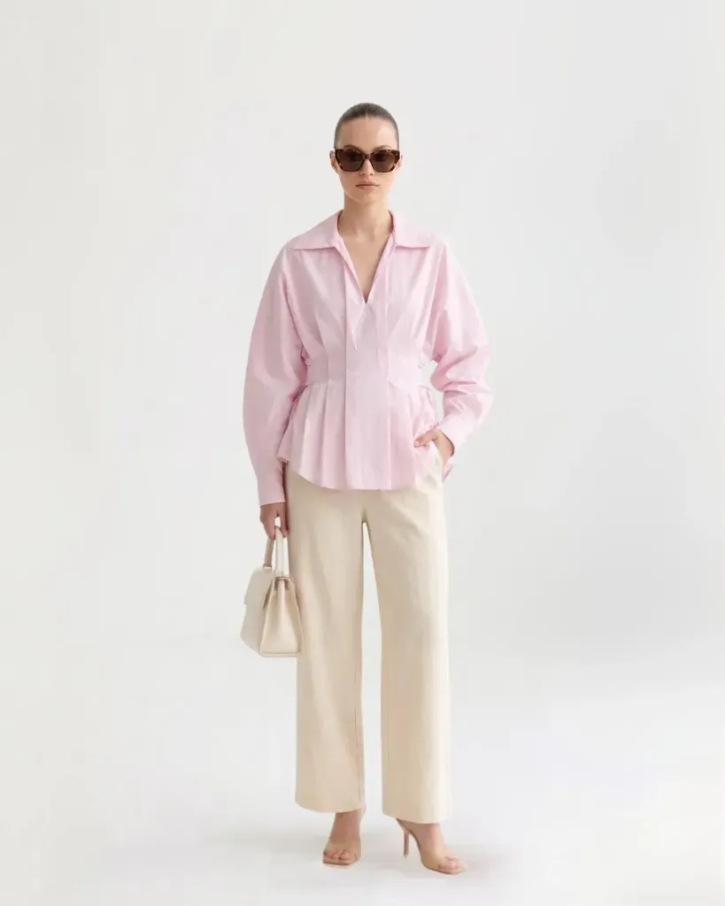 Tailored waist-pleats shirt (M)
