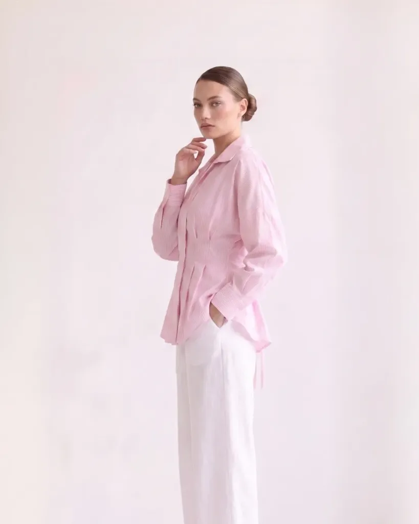 Structured Soft Pink Pinstripe Shirt