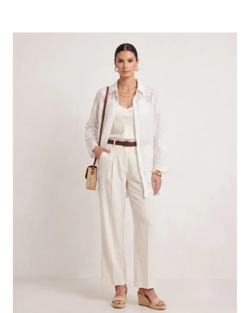white Shirt with Embroidered Lace