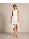 White High-Low Crochet Lace Skirt