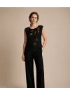 Black Scalloped Hem Crochet Blouse