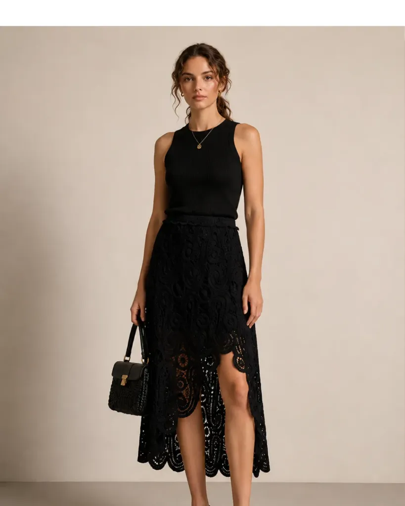 Elegant Crochet Midi Skirt (S)