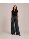 Satin Wide Leg Pants with Drawstring Waist