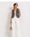 Embellished Linen Vest with Gold Beadwork