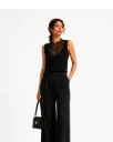Textured Mesh Leaf Embellished Top