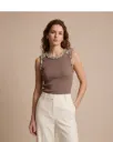 Mocha Ribbed Rhinestone Tank Top