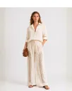 Embellished Wide Leg Pants with Sequin Trim