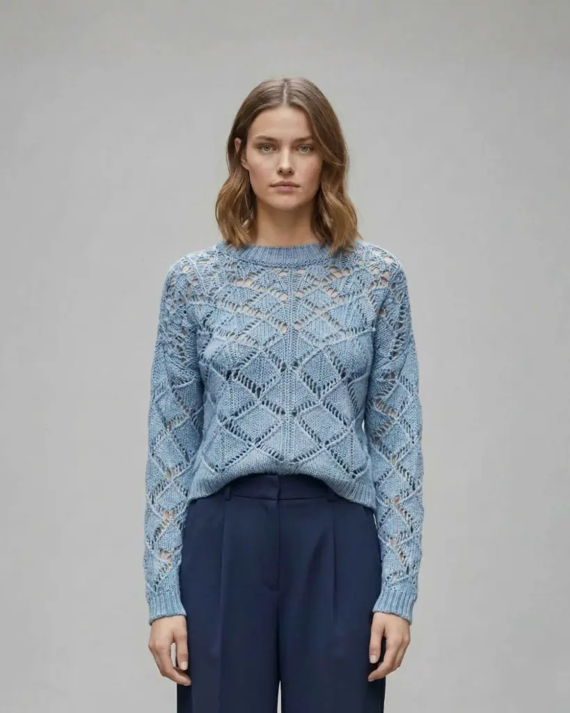 Baby Blue Diamond Knit Pullover