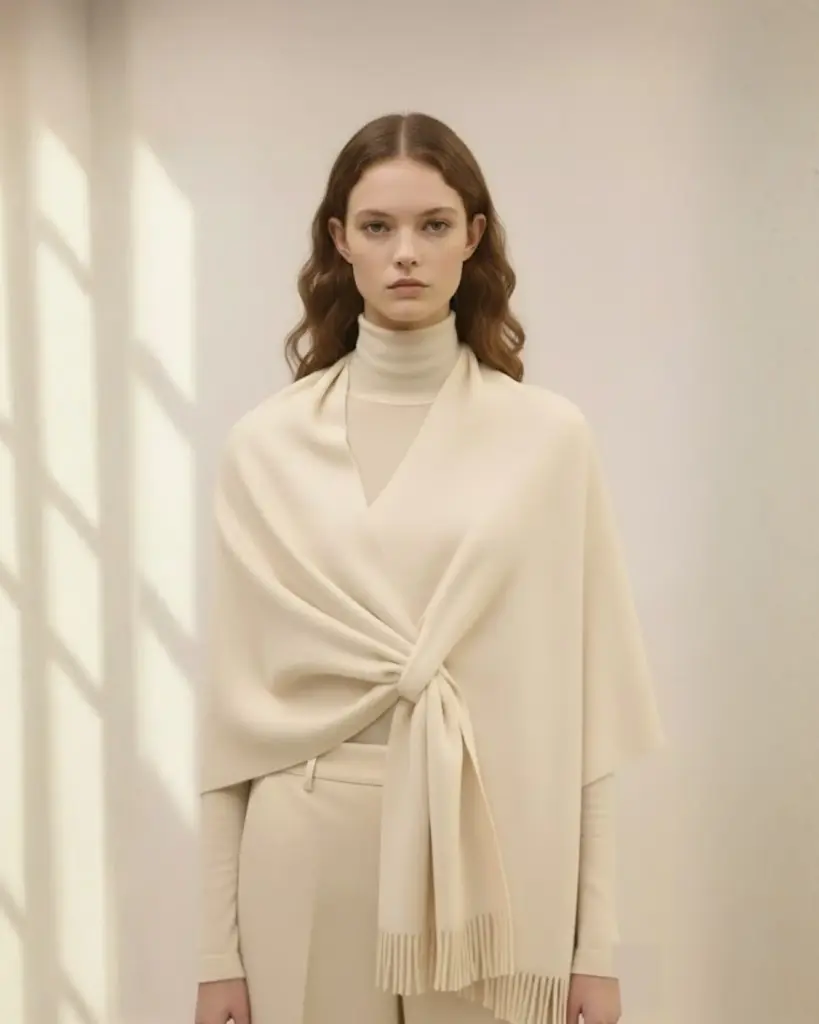 The Beige Twist-Front Shawl