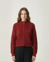 Burgundy Cable Knit Zip-Up Jacket