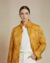 Mustard Floral Embroidered Puffer Jacket
