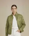 Luxury Olive Green Quilted Jacket with Floral Embroidery