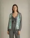 Modern Open-Front Cardigan with Shimmering Sequin Details