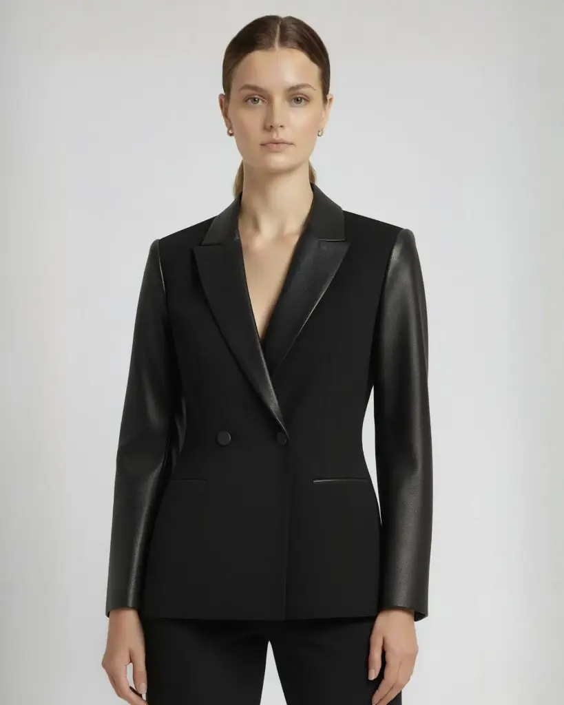 The Leather Sleeve Black Blazer