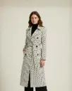 Long white coat with black polka dots