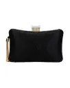 Midnight Black Satin Clutch with Crystal Ring Clasp