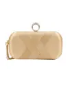 Champagne Gold Satin Clutch with Crystal Ring Clasp