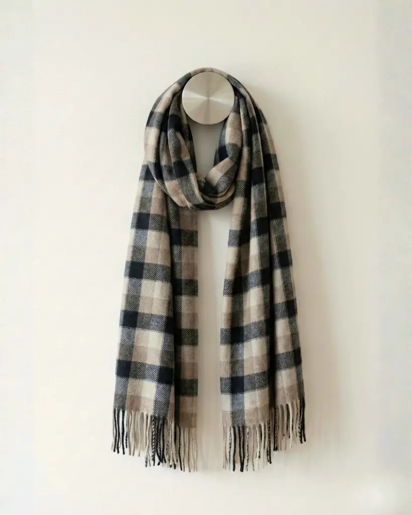 Ombre Check Wool Shawl