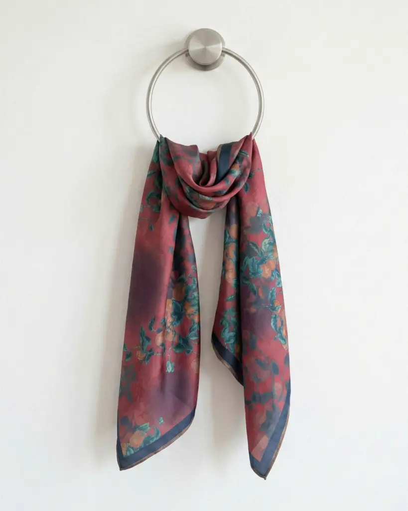 Garnet Orchard Silk Scarf                 