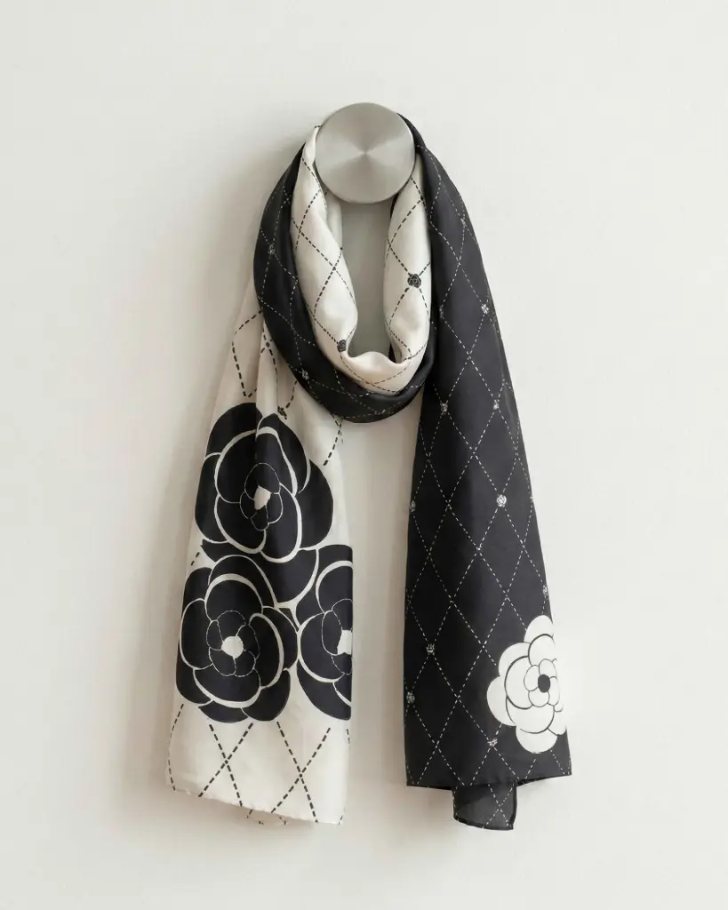 Camellia Contrast Polyester Scarf