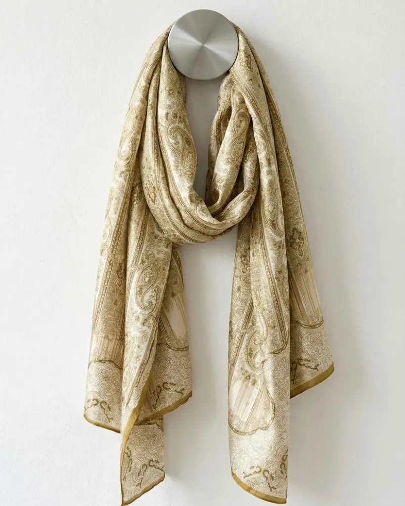 Royal Paisley Gold Beige Scarf