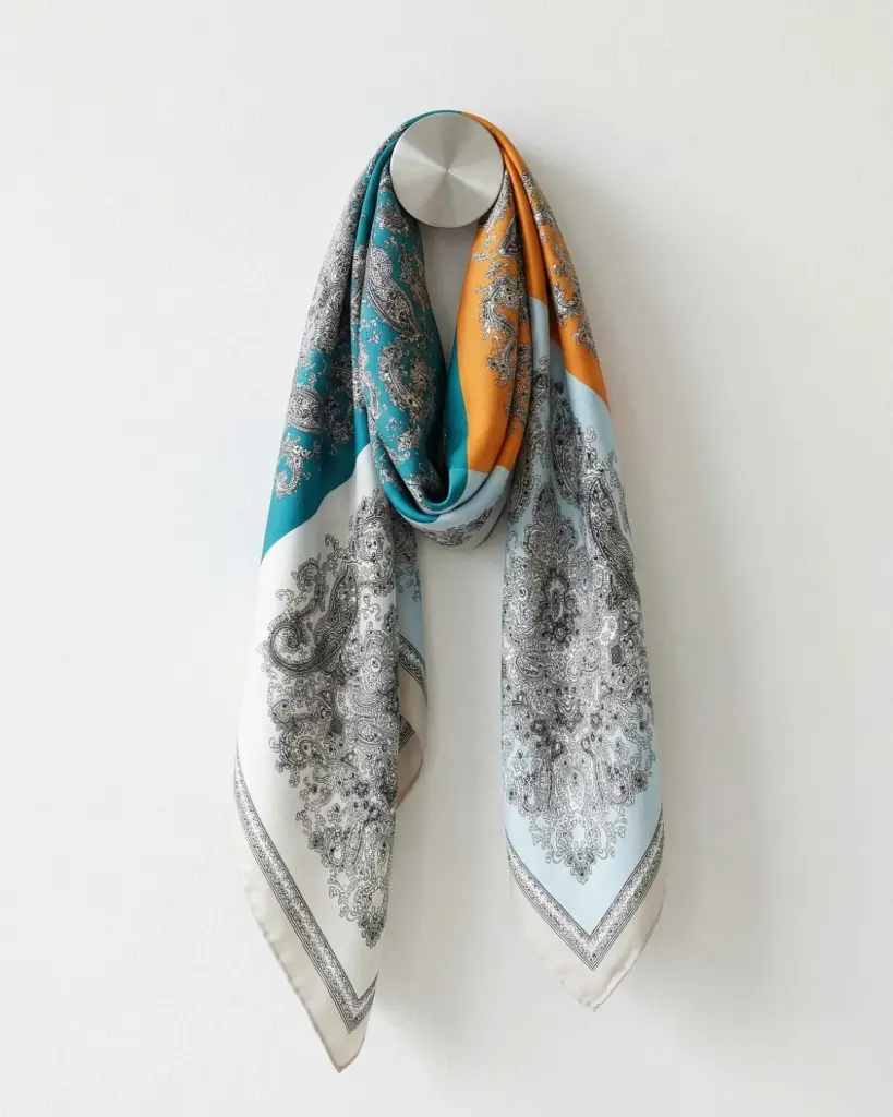 Color Block Paisley Scarf