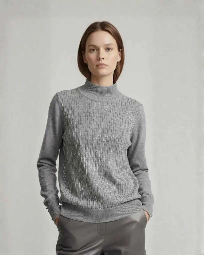 Embroidered Knit Turtleneck