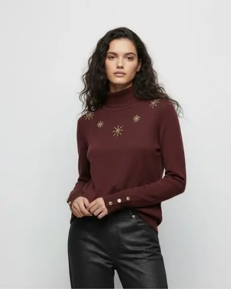 Burgundy Star Sweater