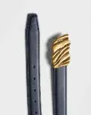 Chic Black Women’s Belt with Gold Wave-Textured Buckle