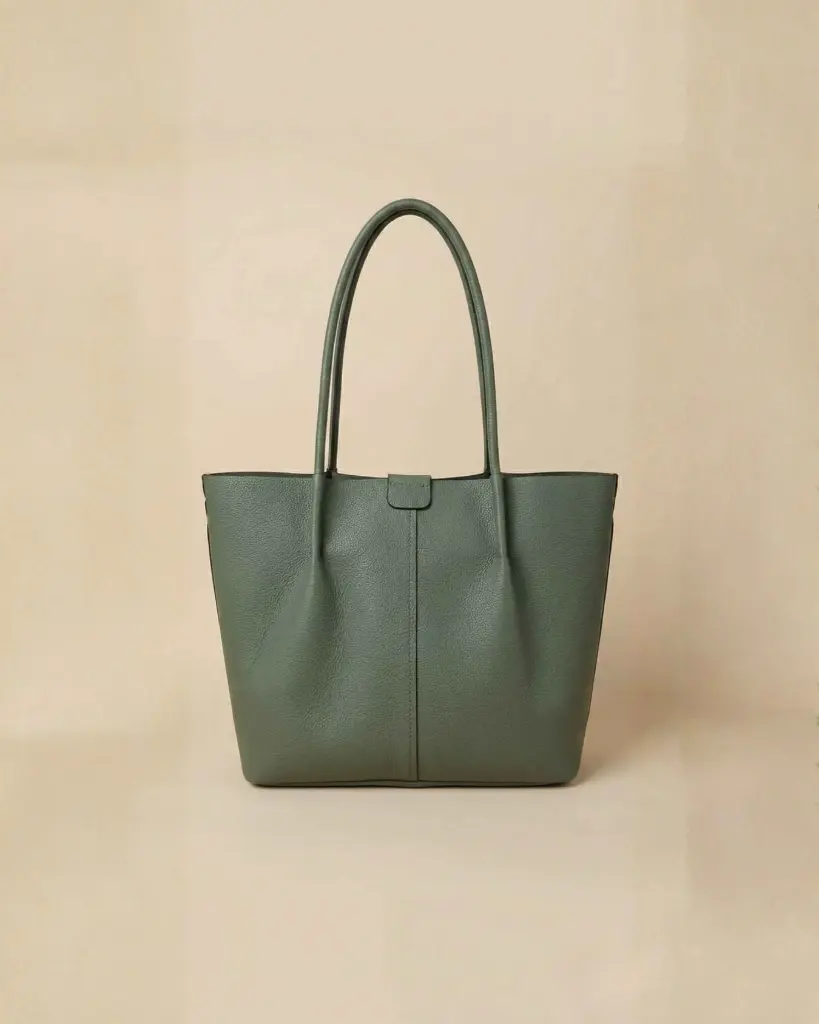 Elegant Olive Green Pebbled Leather Bag