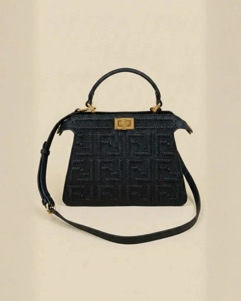 Imperial Black Embroidered Handbag