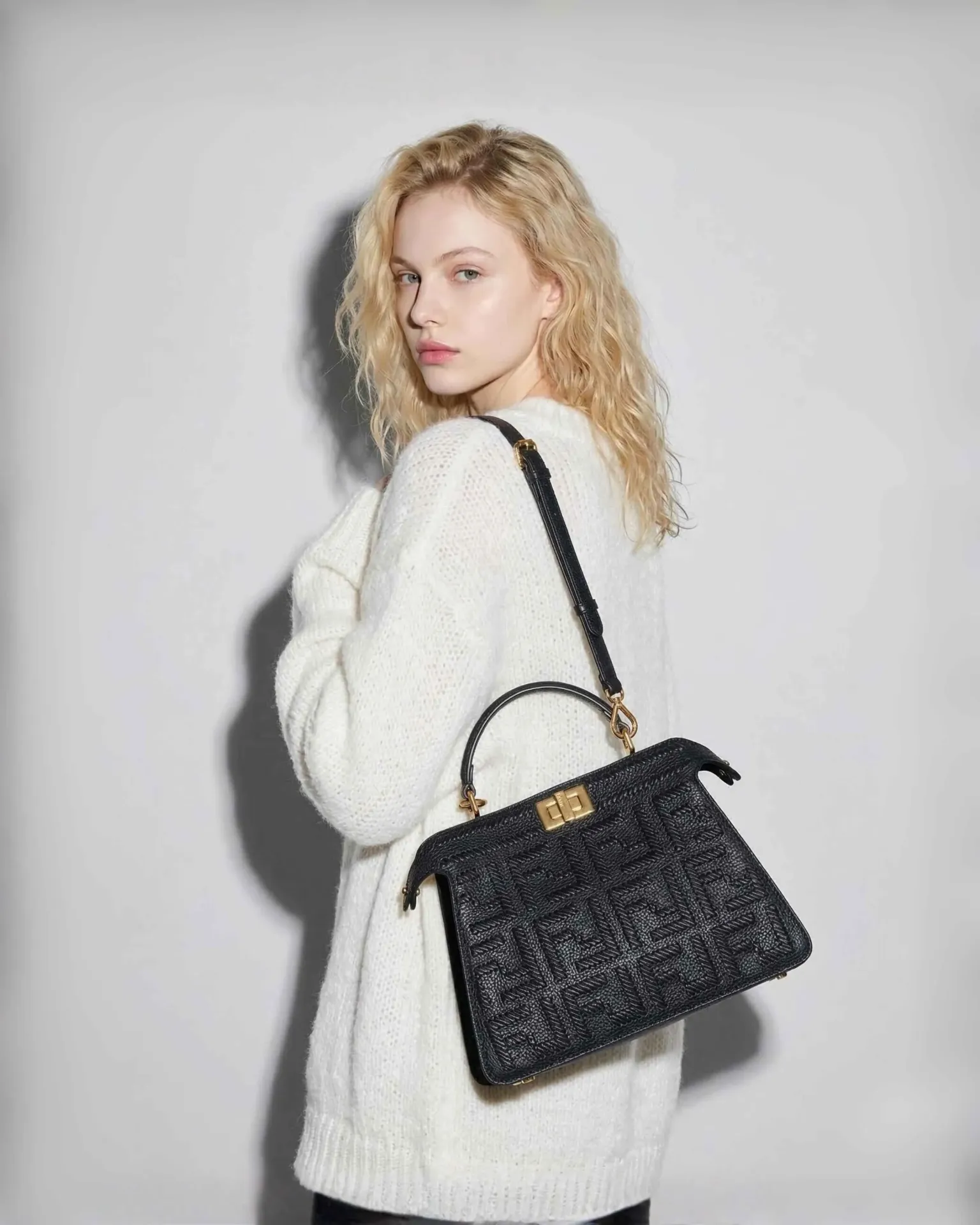 Imperial Black Embroidered Handbag