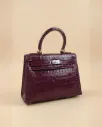 Royal Burgundy Croc-Effect Handbag