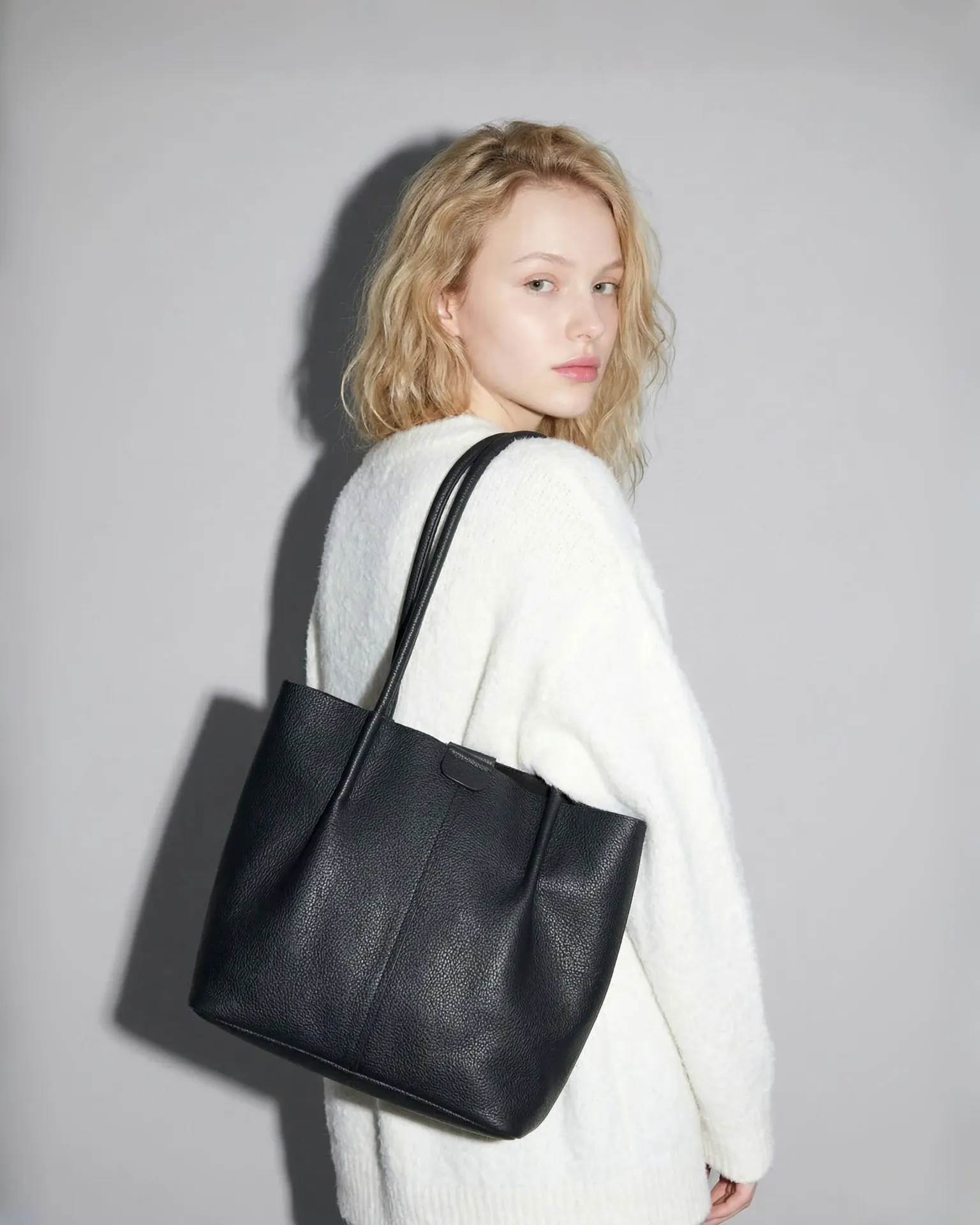 Timeless Black Pebbled Tote