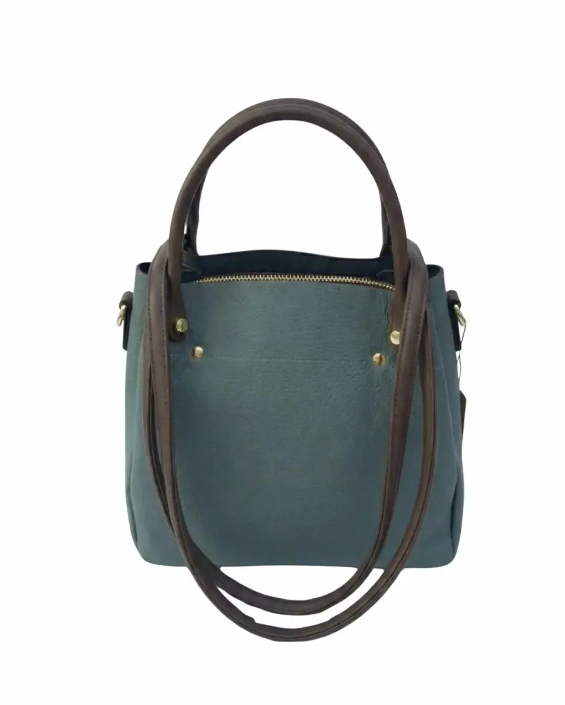 The Aria Icon: Luxury Two-Tone Tote in Deep Teal & Rich Brown