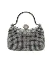 Luxury Silver-Frame Gala Bag with Shimmering Crystals.