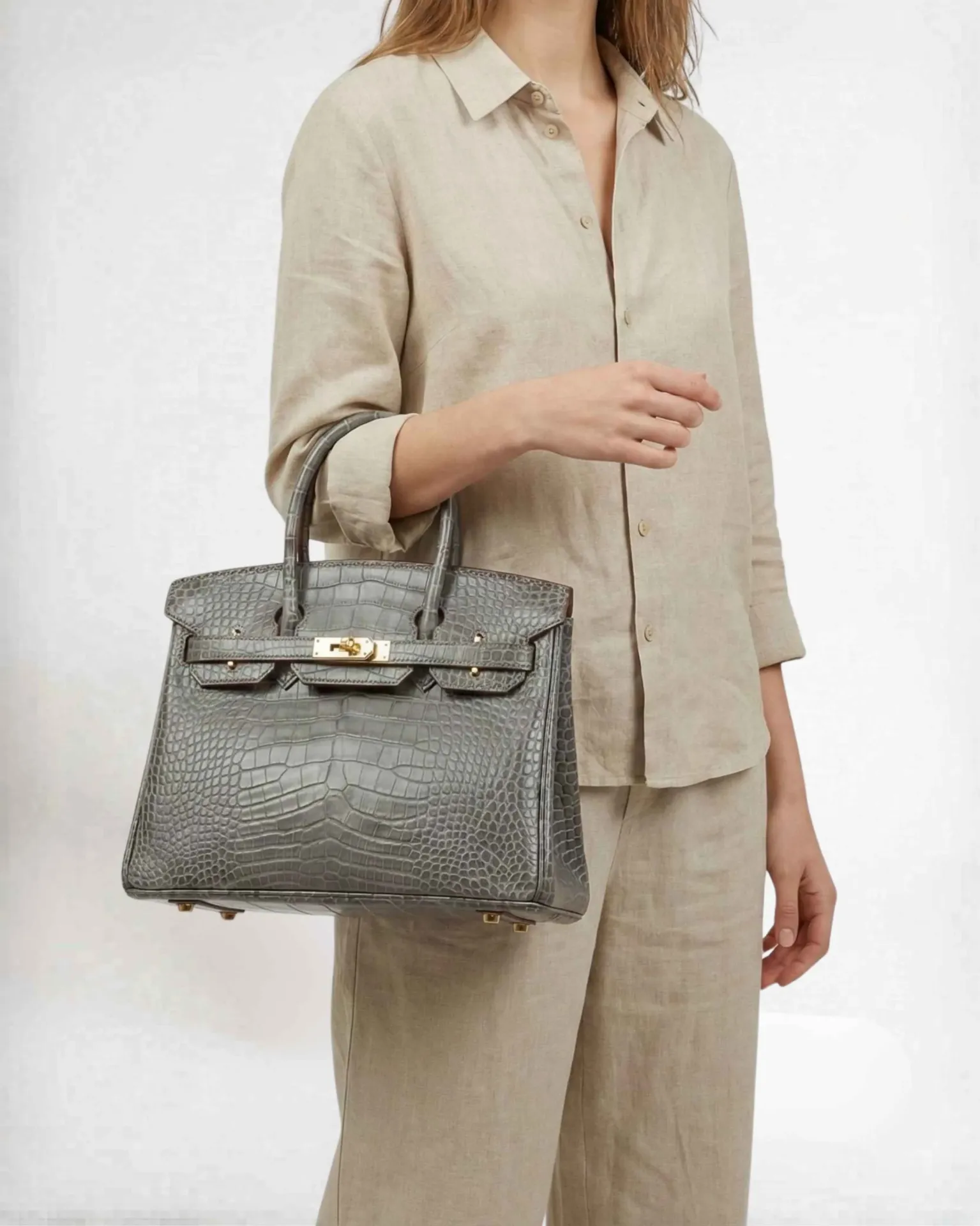 Grey Royal Croco Handbag