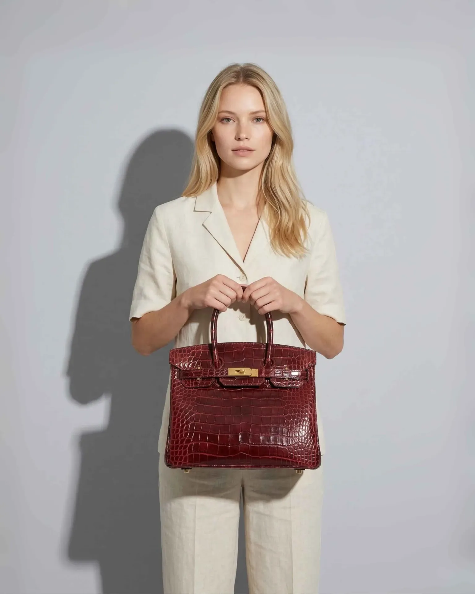 Burgundy Royal Croco Handbag – A Statement of Pure Luxury