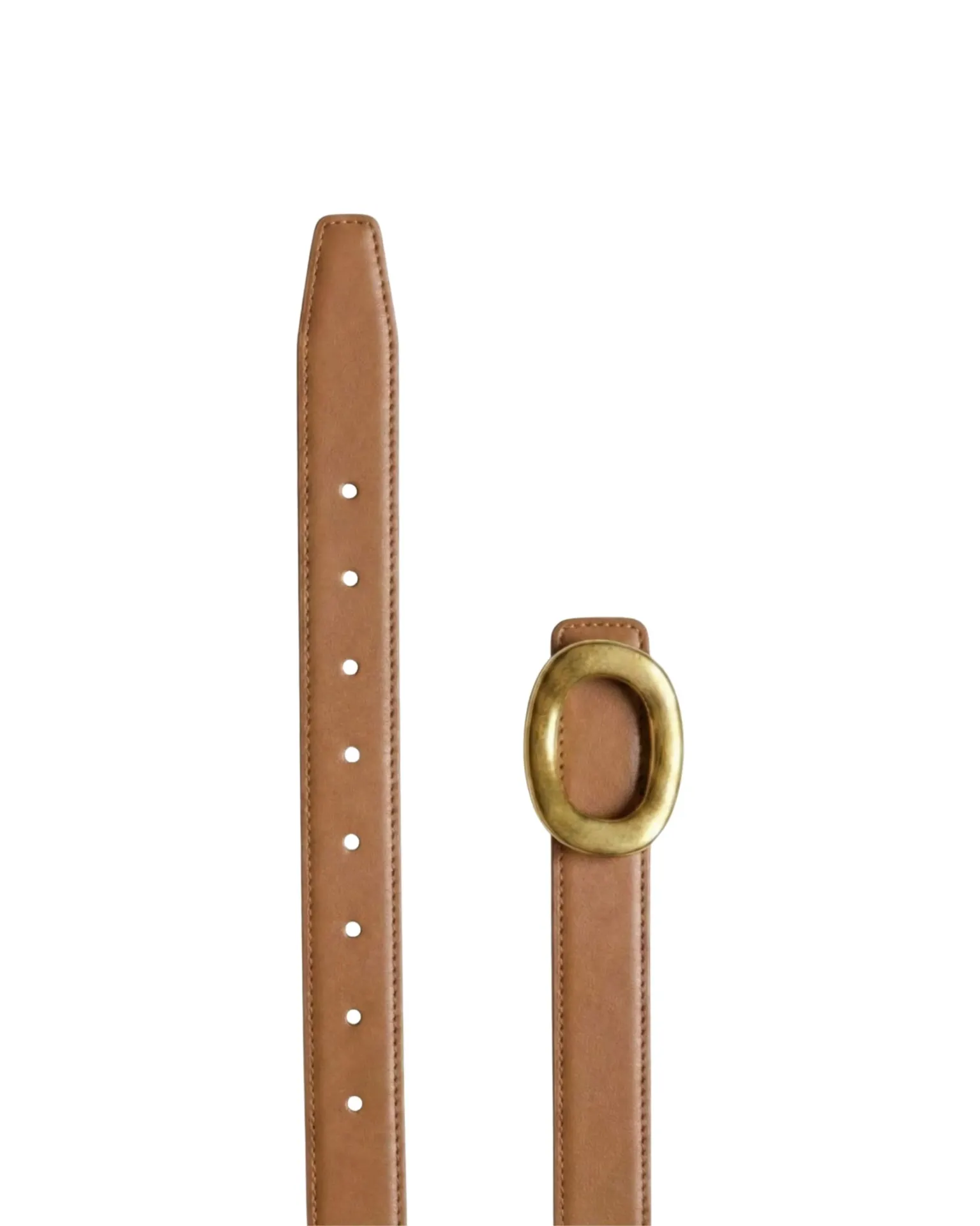 Nude Chic Women’s Belt with Gold Statement Buckle
