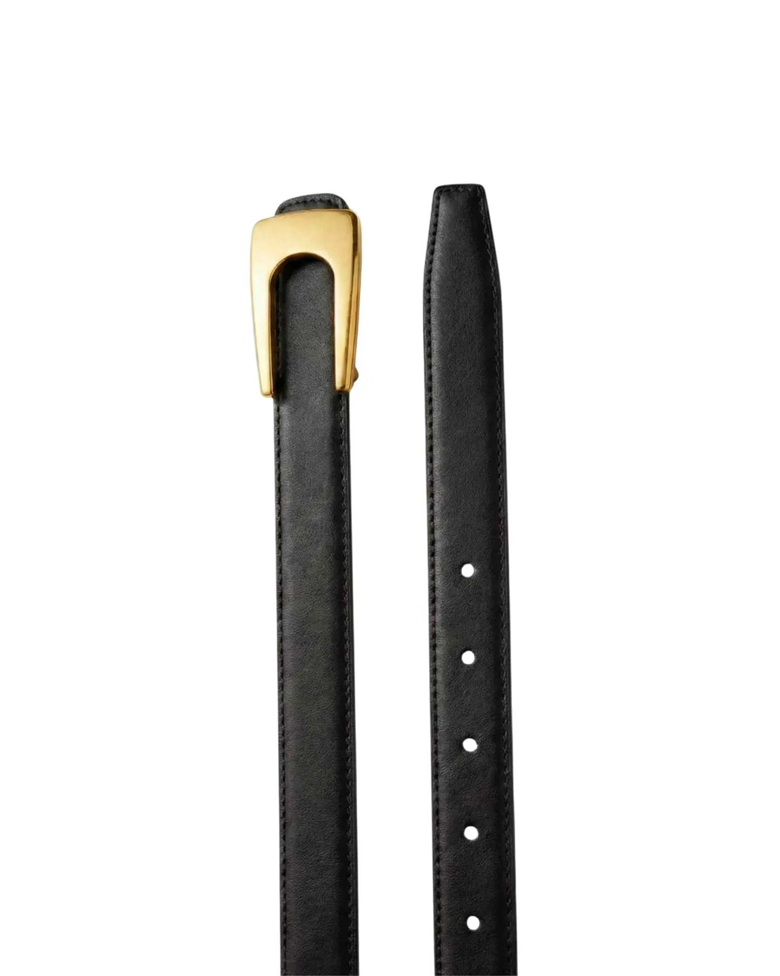 Black chic Skinny Women’s Belt with Matte Gold U-Buckle